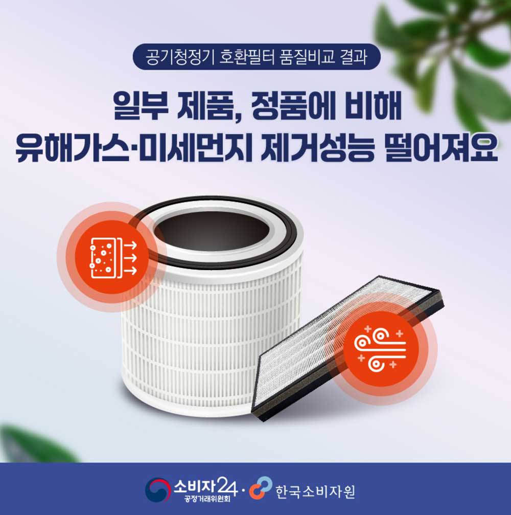 한국소비자원은 자체 조사를 통해 일부 호환필터의 품질 문제를 지적했다 / 출처=한국소비자원